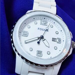 Fossil Ceramica CE5009 Ivory White All Ceramic Men's Watch 47mm